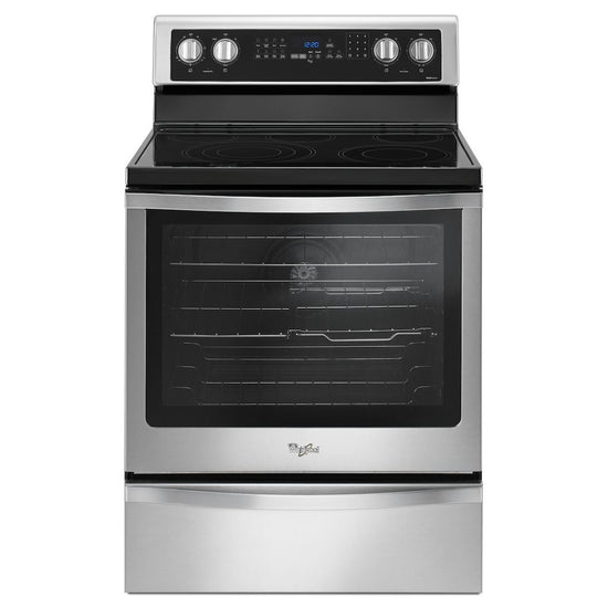Whirlpool 30 Inch True Convection Electric Range, Black-on-Stainless
