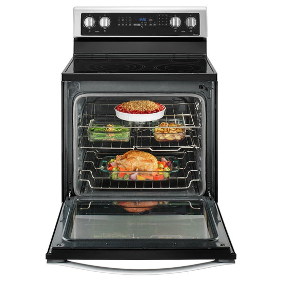 Whirlpool 30 Inch True Convection Electric Range, Black-on-Stainless