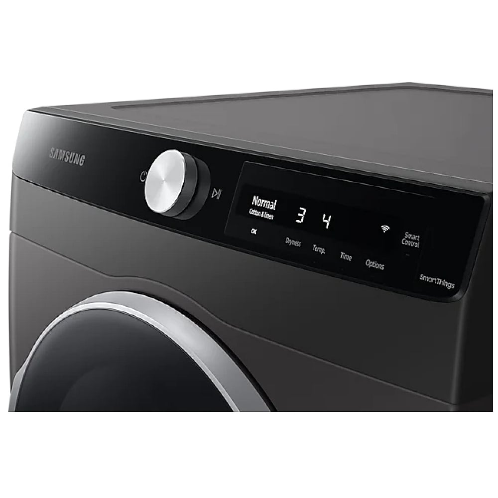 Samsung Electric Dryer, 4 cu. ft. Dryer Capacity, 15 Dry Cycles, 5 Temperature Settings, Stackable, Steel Drum, Wifi Enabled, Grey colour