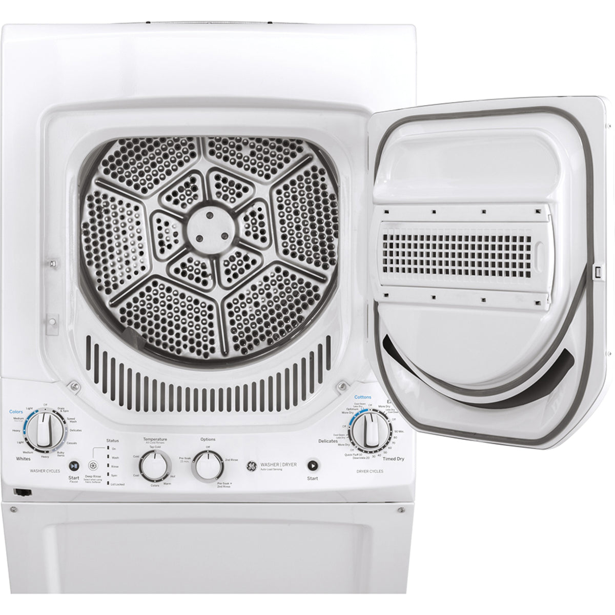 GE 24" Unitized Spacemaker Washer and Electric Dryer White - GUD24ESMMWW