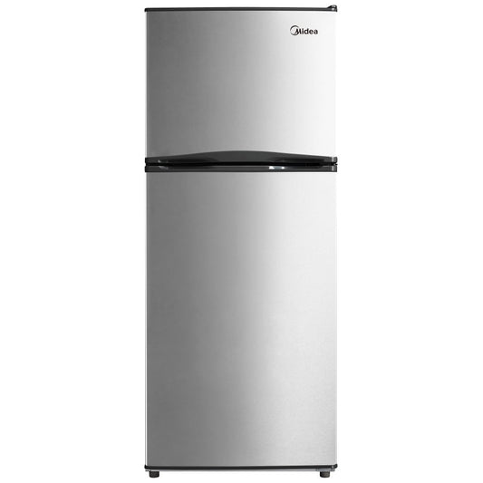 Midea Top Freezer Counter Depth Refrigerator, 24 inch Width, Counter Depth, Optional Ice Maker (Special Order), 11.5 cu. ft. Capacity, Stainless Steel colour