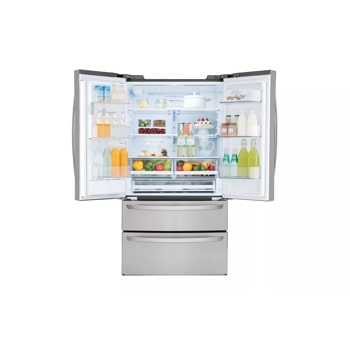 28 cu. ft. 4-Door French Door, Standard Depth, Ice & Water, Double Freezer, Stainless Steel