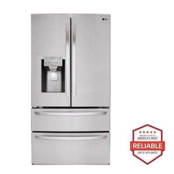 28 cu. ft. 4-Door French Door, Standard Depth, Ice & Water, Double Freezer, Stainless Steel