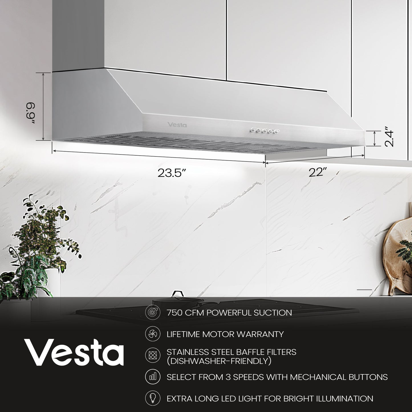 Vesta Chicago 24" Silver