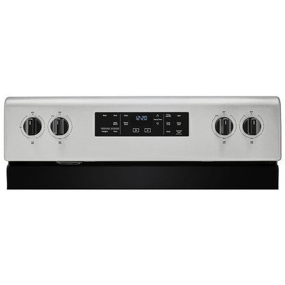Whirlpool Electric Range, 5.3 cu. ft. Capacity, 30 inch Exterior Width, Self Clean, 4 Burners, Storage Drawer, 3,000 Watts Highest Burner Element, Stainless Steel colour